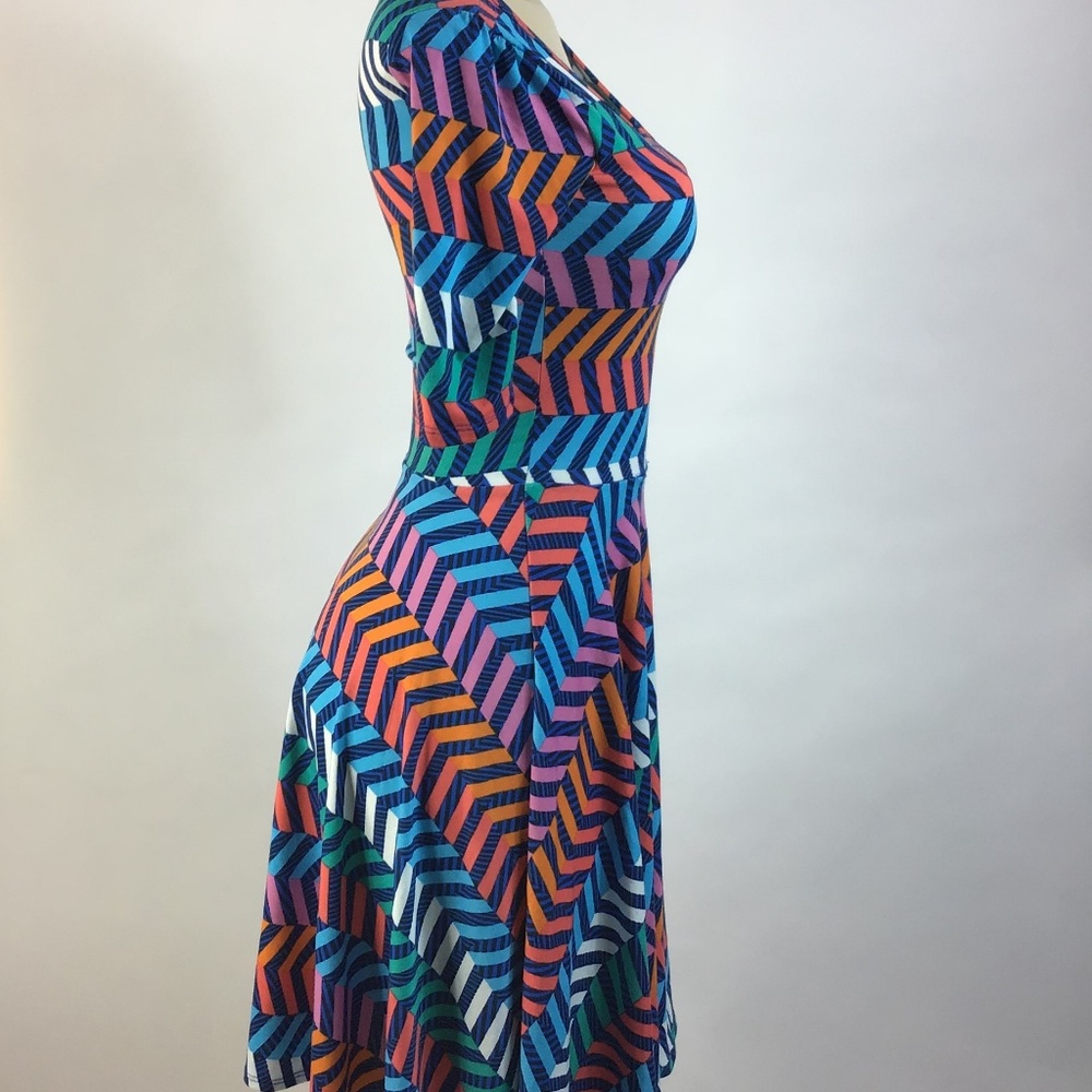 LuLaRoe Nicole‎ fitflare skater dress Striped Dress size XXS - Picture 3 of 8